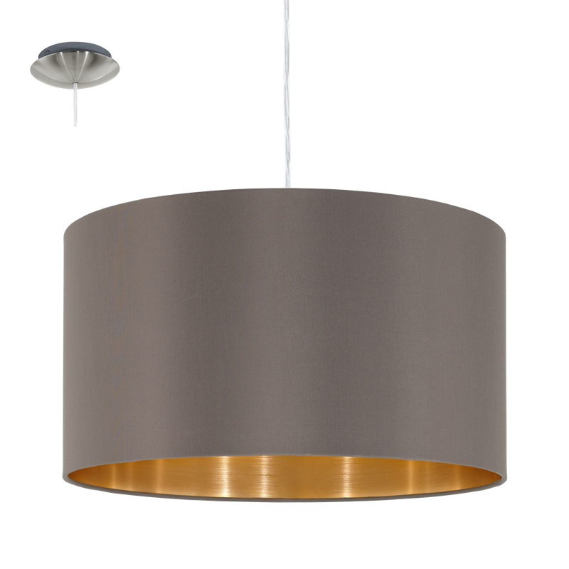 Load image into Gallery viewer, Candeeiro de Tecto Suspenso Eglo Maserlo Cappuccino/Dourado Ø380mm 31603