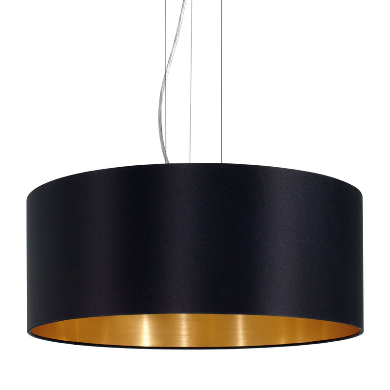 Load image into Gallery viewer, Candeeiro de Tecto Suspenso Eglo Maserlo Preto/Dourado Ø530mm 31605