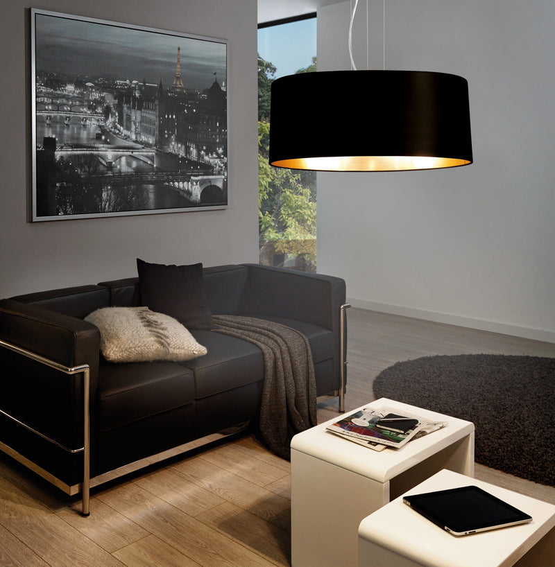 Load image into Gallery viewer, Candeeiro de Tecto Suspenso Eglo Maserlo Preto/Dourado Ø530mm 31605