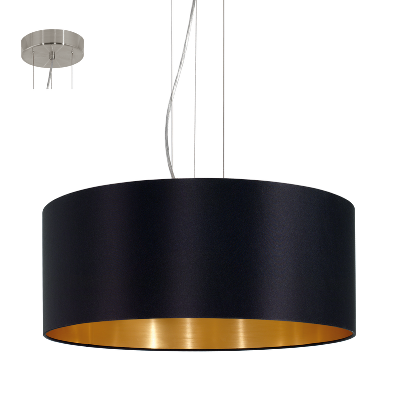 Load image into Gallery viewer, Candeeiro de Tecto Suspenso Eglo Maserlo Preto/Dourado Ø530mm 31605