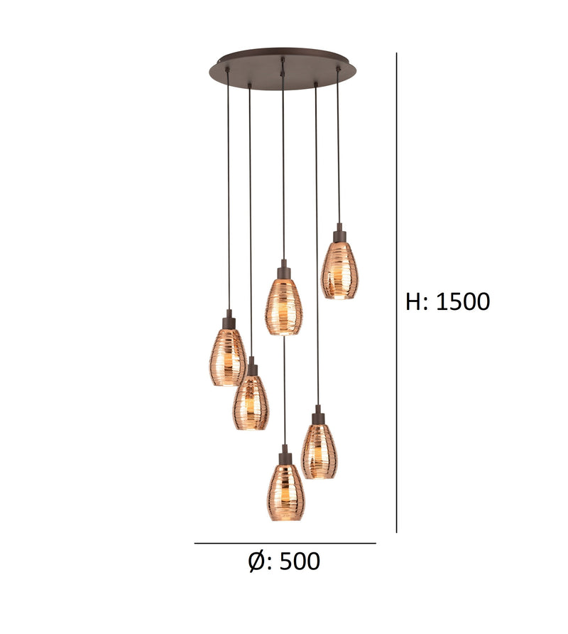 Carregue imagem no visualizador da galeriaCandeeiro de Tecto Suspenso Moderno Eglo Siracusa 39508 Castanho Ø 500 mm