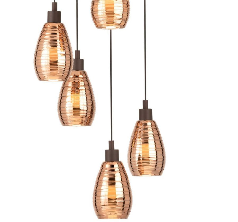 Carregue imagem no visualizador da galeriaCandeeiro de Tecto Suspenso Moderno Eglo Siracusa 39508 Castanho Ø 500 mm