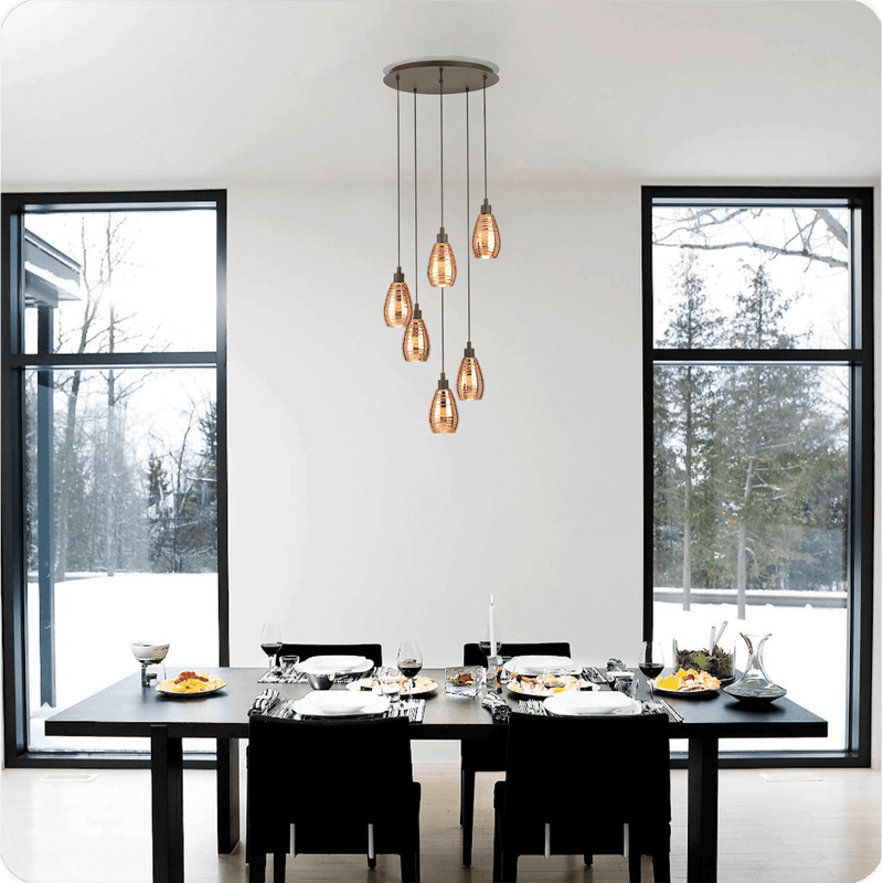 Carregue imagem no visualizador da galeriaCandeeiro de Tecto Suspenso Moderno Eglo Siracusa 39508 Castanho Ø 500 mm