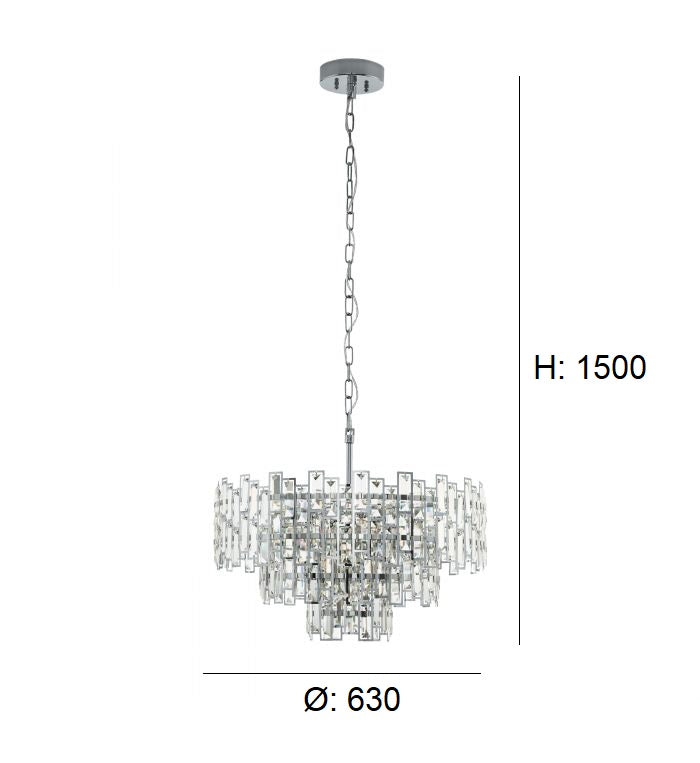Carregue imagem no visualizador da galeriaCandeeiro de Tecto Suspenso Moderno Eglo Calmeilles 1 Cromado 39626 Ø630mm
