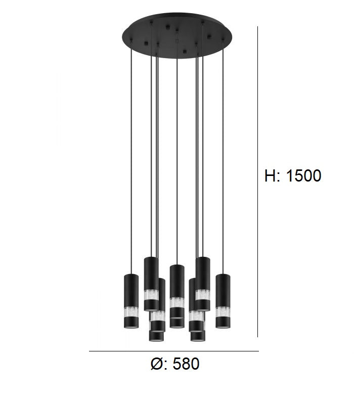 Cargue la imagen en el visor de la galería, Candeeiro de Tecto Suspenso Moderno Eglo Bernabeta 39708 Preto Ø 580mm