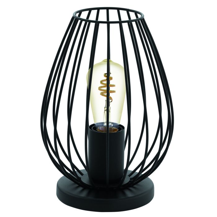 Load image into Gallery viewer, Candeeiro de Mesa com Abajur Oval de Arame Preto NEWTOWN EGLO