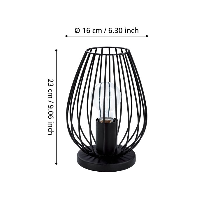 Load image into Gallery viewer, Candeeiro de Mesa com Abajur Oval de Arame Preto NEWTOWN EGLO