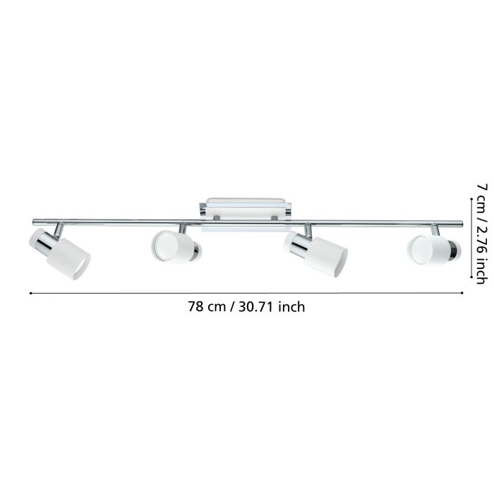 Cargue la imagen en el visor de la galería, Foco LED de Teto com Corpo Metálico Branco e Cromado DAVIDA EGLO