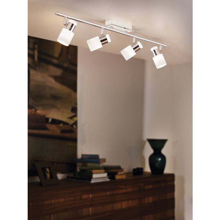 Cargue la imagen en el visor de la galería, Foco LED de Teto com Corpo Metálico Branco e Cromado DAVIDA EGLO