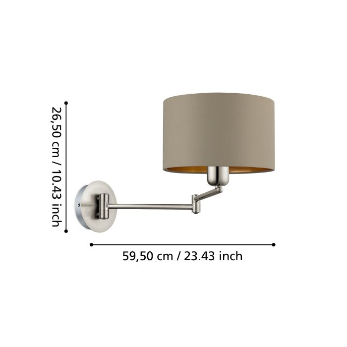 Chargez l'image dans la visionneuse de la galerie, Aplique de Parede com Abajur em Tecido Taupe MASERLO EGLO