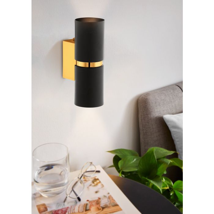 Load image into Gallery viewer, Aplique de Parede LED Preto e Dourado PASSA EGLO