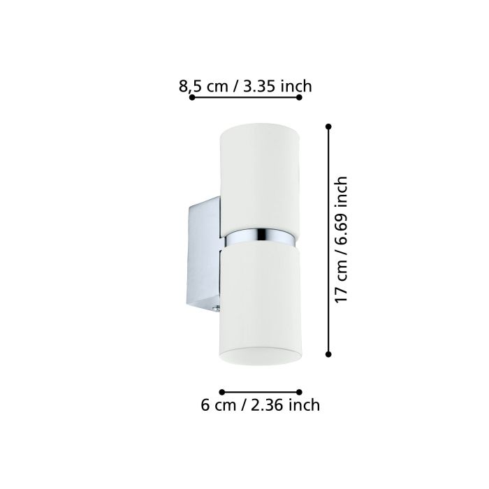 Load image into Gallery viewer, Aplique de Parede LED Branco com Suporte Cromado PASSA EGLO