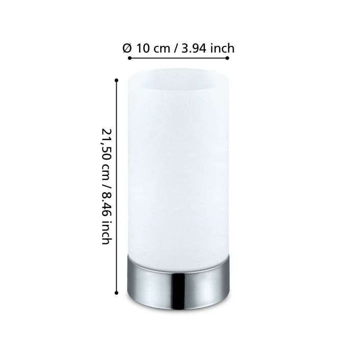 Load image into Gallery viewer, Candeeiro de Mesa com Vidro Acetinado Branco e Base Cromada DAMASCO 1 EGLO