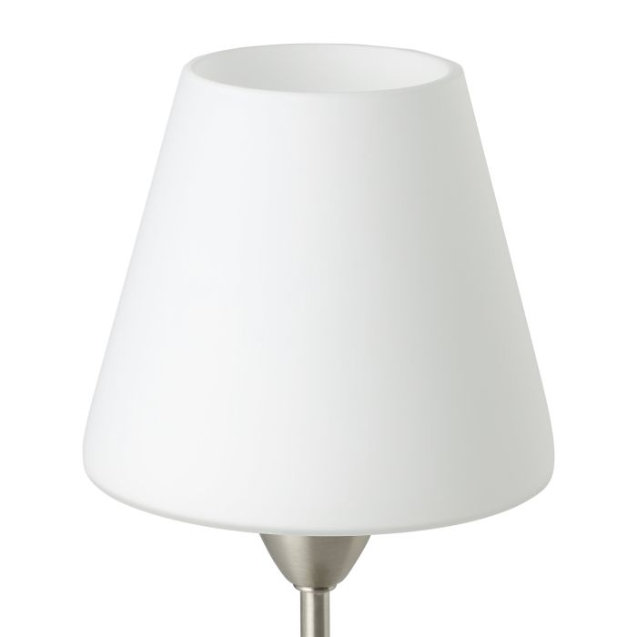 Load image into Gallery viewer, Candeeiro de Mesa com Base Níquel Mate e Abajur em Vidro Opalino DAMASCO 1 EGLO
