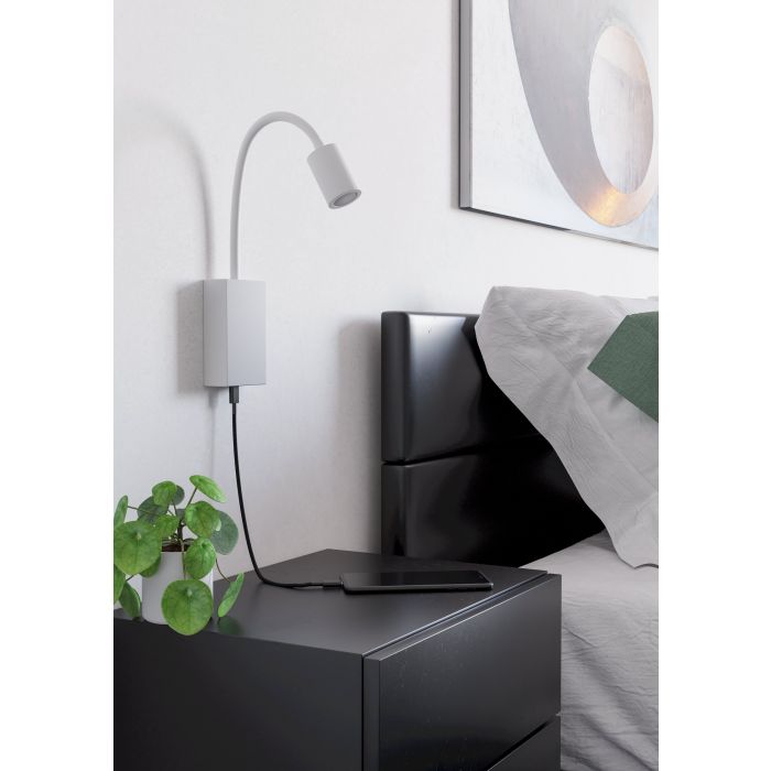 Load image into Gallery viewer, Aplique de Parede LED com Pescoço Ajustável e Porta USB TAZZOLI EGLO