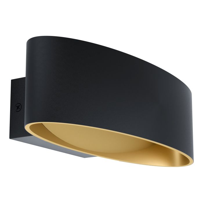 Cargue la imagen en el visor de la galería, Aplique de Parede LED Curvo Preto e Dourado MACCACARI EGLO