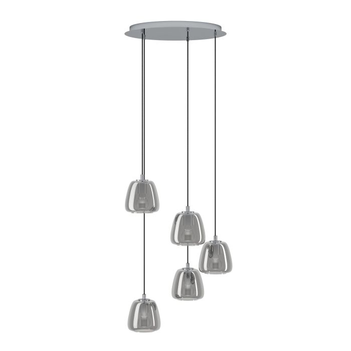 Load image into Gallery viewer, Candeeiro de Teto ALBARINO EGLO com Vidro Cromado e Preto, 5 Lâmpadas E27