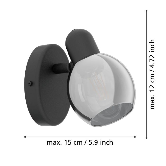 Load image into Gallery viewer, Foco de Parede e Teto com Corpo Redondo em Metal Preto POLLICA EGLO
