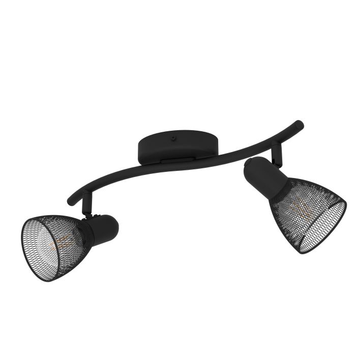 Carregue imagem no visualizador da galeriaFoco LED de Parede e Teto com Madeira e Aço Preto e Branco RIELVES EGLO