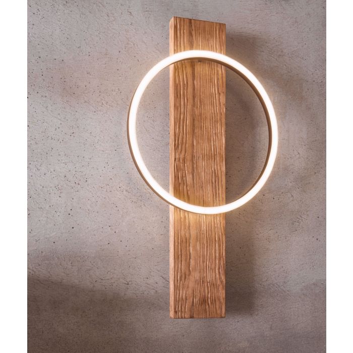 Load image into Gallery viewer, Aplique de Parede LED em Madeira Mosqueada e Metal Preto BOYAL EGLO