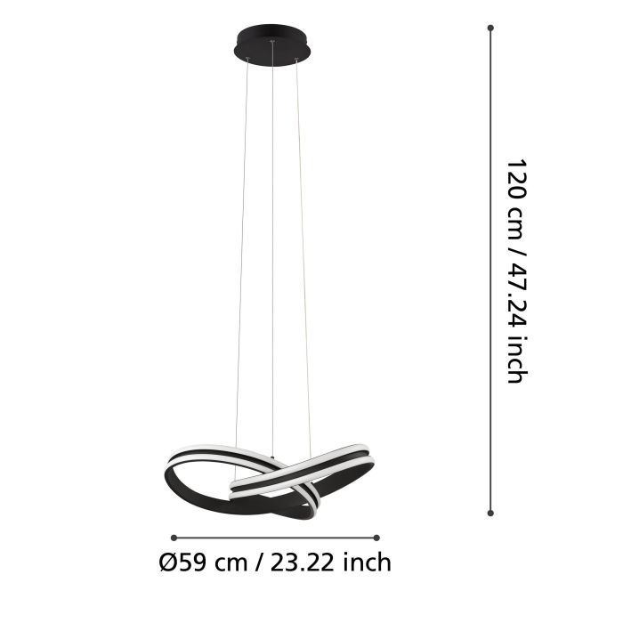Cargue la imagen en el visor de la galería, Candeeiro de teto suspenso LED moderno em aço preto CORREDERA EGLO