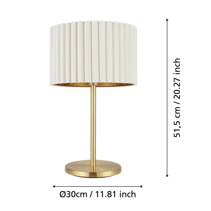 Load image into Gallery viewer, Candeeiro de Mesa com Base em Latão Escovado e Abajur em Veludo Branco TAMARESCO EGLO
