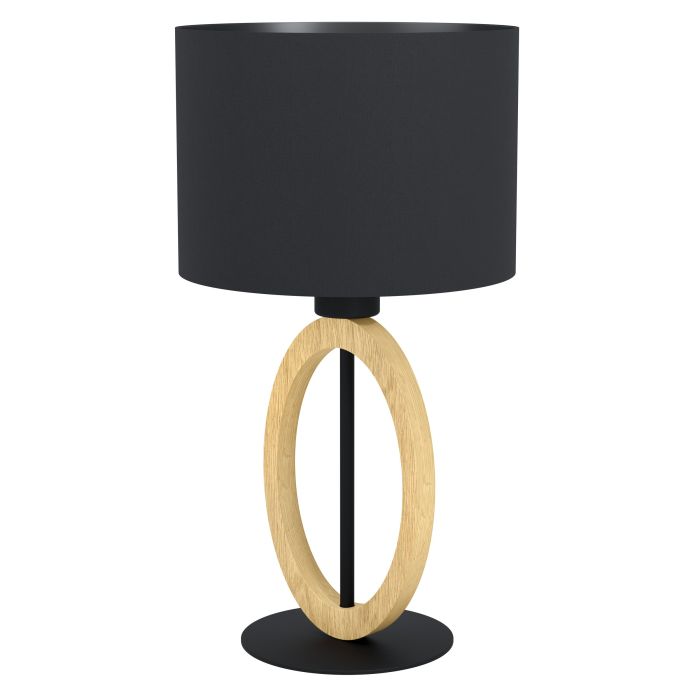 Load image into Gallery viewer, Candeeiro de Mesa com Base de Metal Preto e Madeira BASILDON 1 EGLO