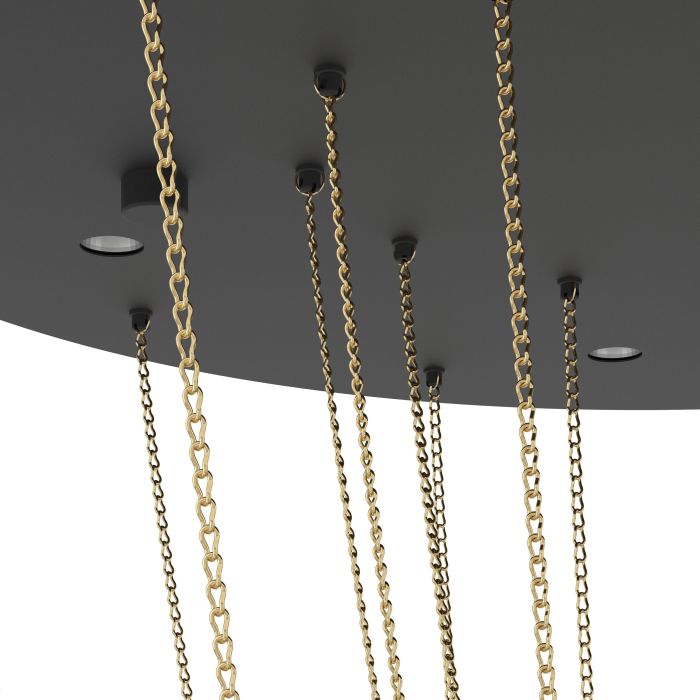 Load image into Gallery viewer, Candeeiro de teto LED com baldaquim preto e correntes douradas TREPUCO EGLO