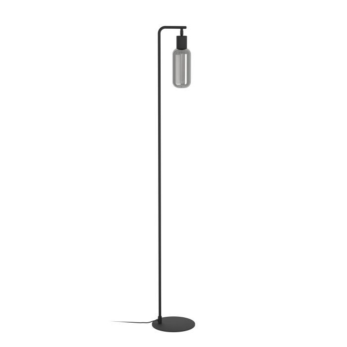 Chargez l'image dans la visionneuse de la galerie, Candeeiro de pé com vidro cinza translúcido e base preta MAIONE EGLO
