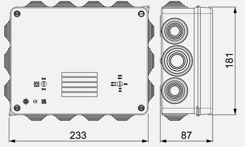 Load image into Gallery viewer, Watertight junction box 220X170X80 Solera IP55 with cable glands