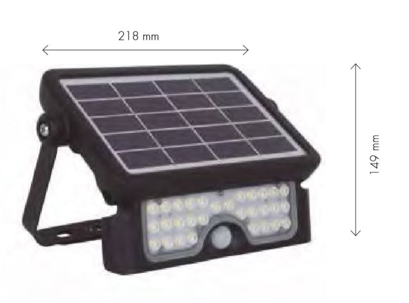 Carregue imagem no visualizador da galeriaPROJECTOR SOLAR LED 5W 500Lm 4000K C/ SENSOR IP65 PRETO