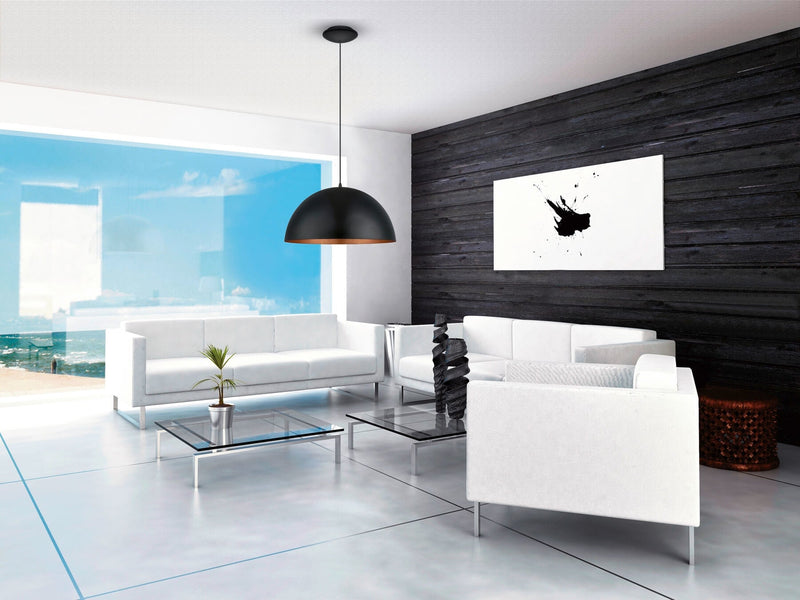 Load image into Gallery viewer, Candeeiro de Tecto Suspenso Eglo Gaetano 1 Preto e Cobre Ø53cm