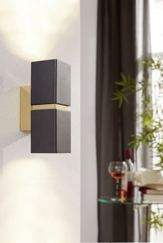 Load image into Gallery viewer, Aplique de Parede Eglo Passa Rect. Preto e Dourado 95373