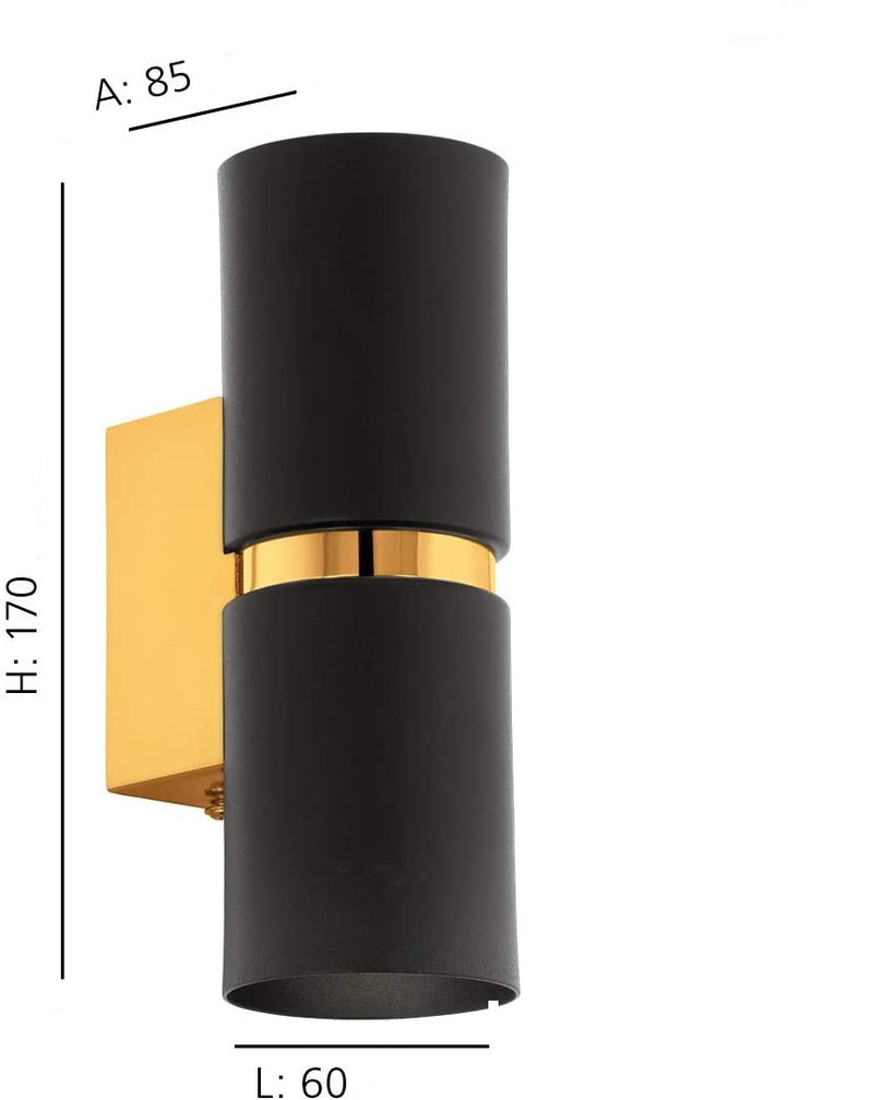 Load image into Gallery viewer, Aplique de Parede Eglo Passa Redondo Preto e Dourado 95364