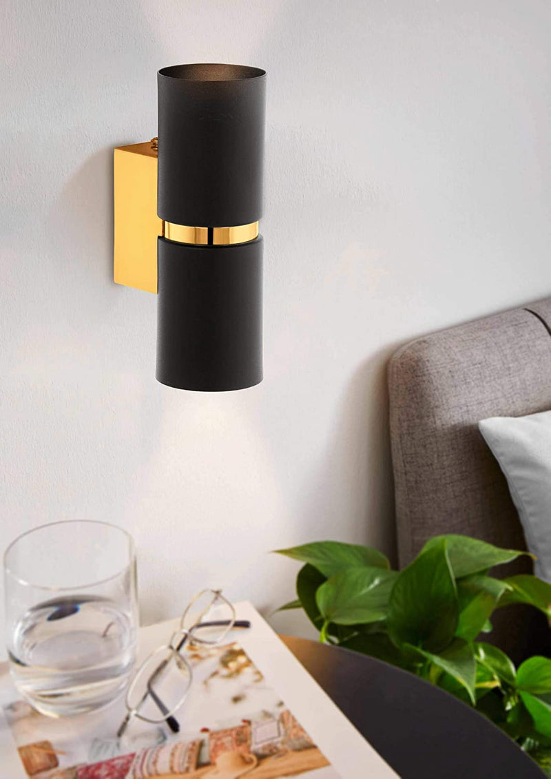 Load image into Gallery viewer, Aplique de Parede Eglo Passa Redondo Preto e Dourado 95364