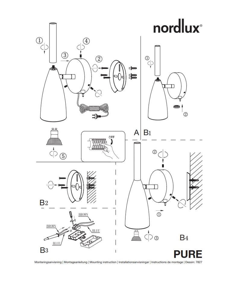 Carregue imagem no visualizador da galeriaAPLIQUE DE PAREDE NORDLUX PURE CINZA 78271011