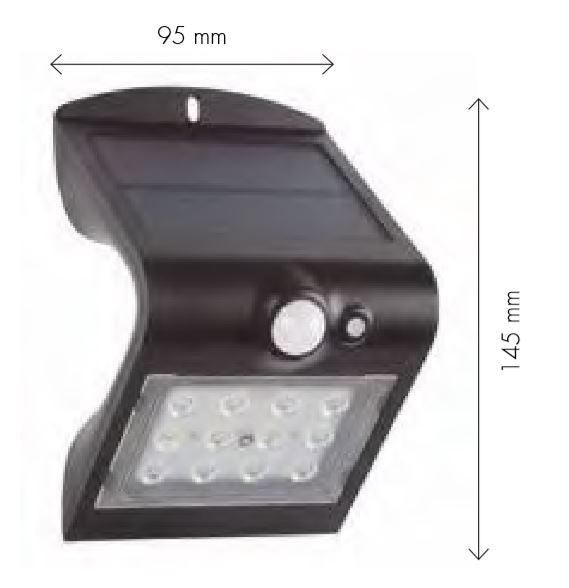 Carregue imagem no visualizador da galeriaAPLIQUE SOLAR LED 1.5W 220Lm 4000K C/ SENSOR IP65 PRETO