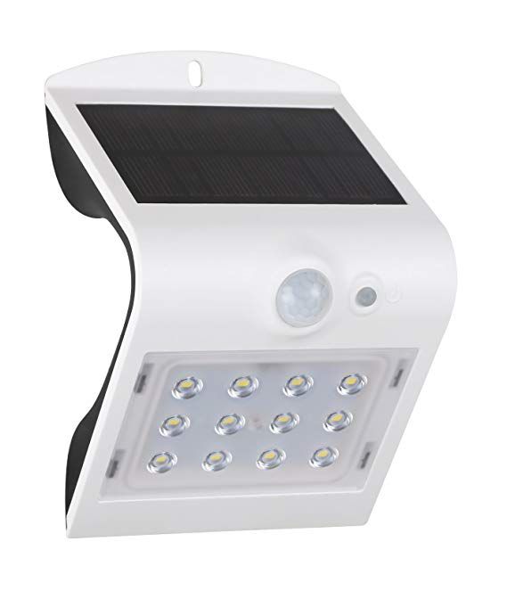 Load image into Gallery viewer, APLIQUE SOLAR LED 1.5W 220Lm 4000K C/ SENSOR IP65 BRANCO