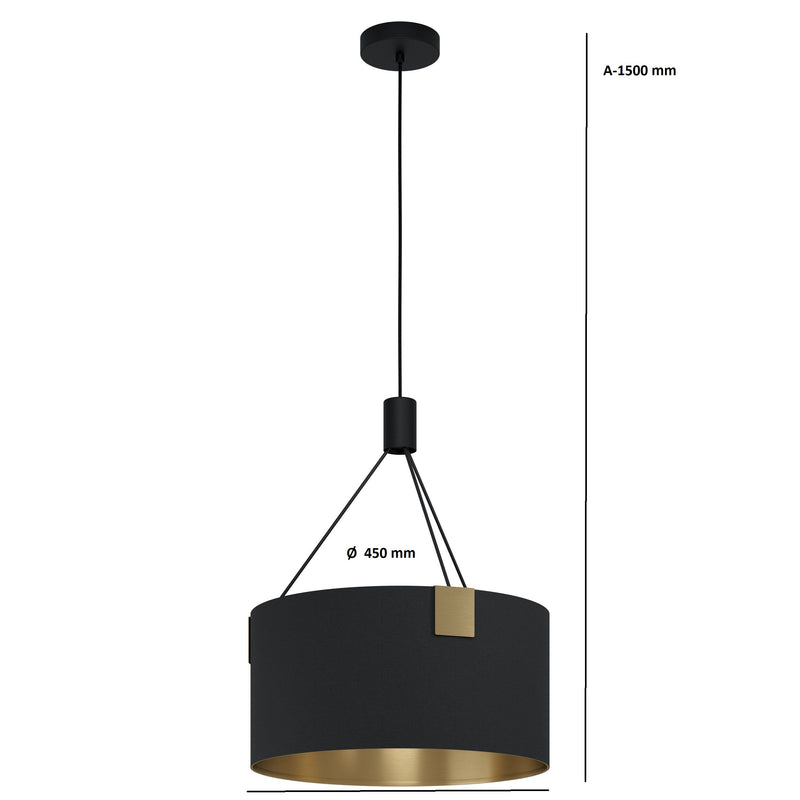 Carregue imagem no visualizador da galeriaCandeeiro de Tecto Suspenso Moderno Eglo Tortola Preto 39964