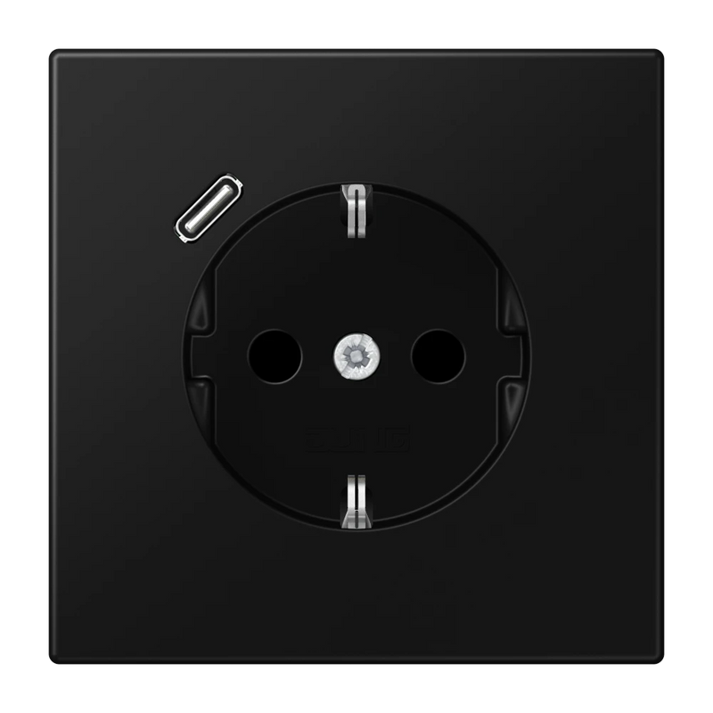 Load image into Gallery viewer, Tomada SCHUKO® com Carregador USB Tipo C Preto Mate LS1520-18CSWM JUNG