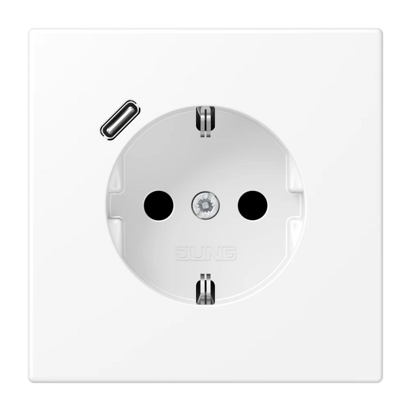 Load image into Gallery viewer, Tomada SCHUKO® com Carregador USB Tipo C Branco Mate LS1520-18C JUNG