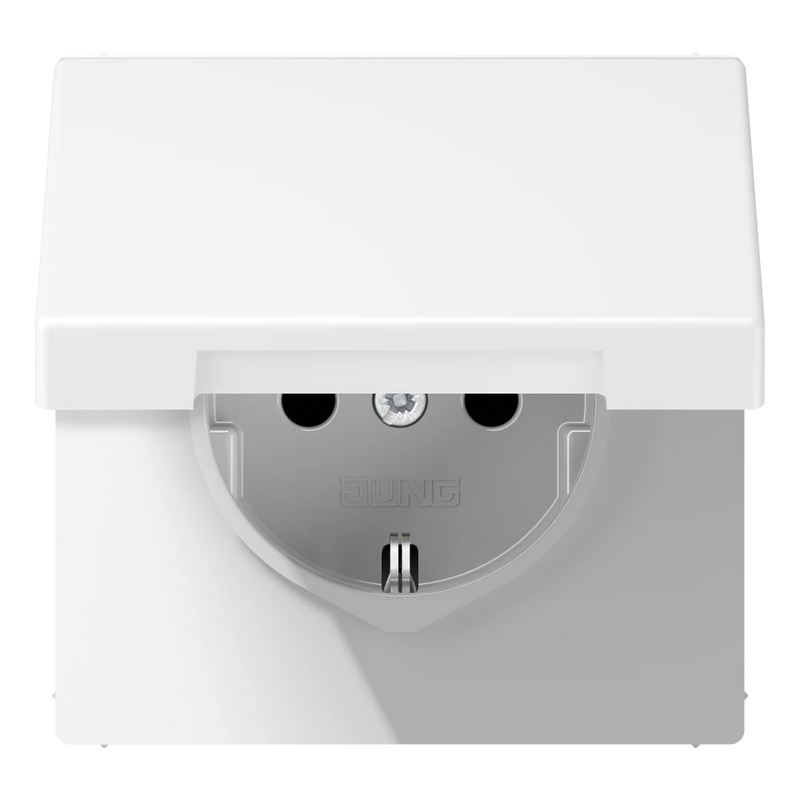 Cargue la imagen en el visor de la galería, Tomada SCHUKO® 16 A 250 V com Tampa Basculante Branco Mate LS JUNG