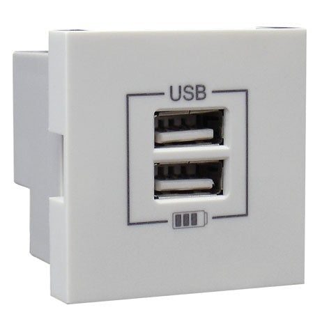 Load image into Gallery viewer, Carregador duplo USB tipo A - branco - 45439 S - Série Quadro 45 - Efapel