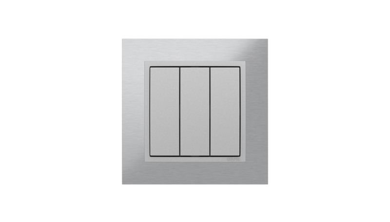 Carregue imagem no visualizador da galeriaInterruptor triplo Inox/Alumina, Logus 90 Metallo - Kit Completo