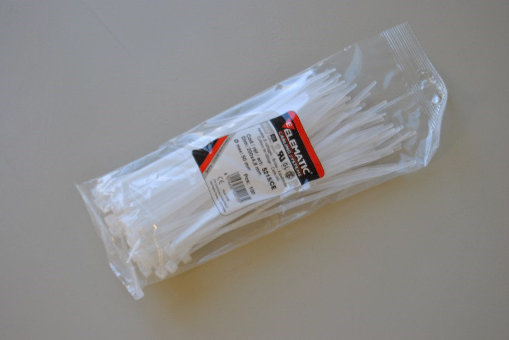 Abraçadeira de serrilha 160X4,5 branco (100un) ELEMATIC – Electrominor Lda
