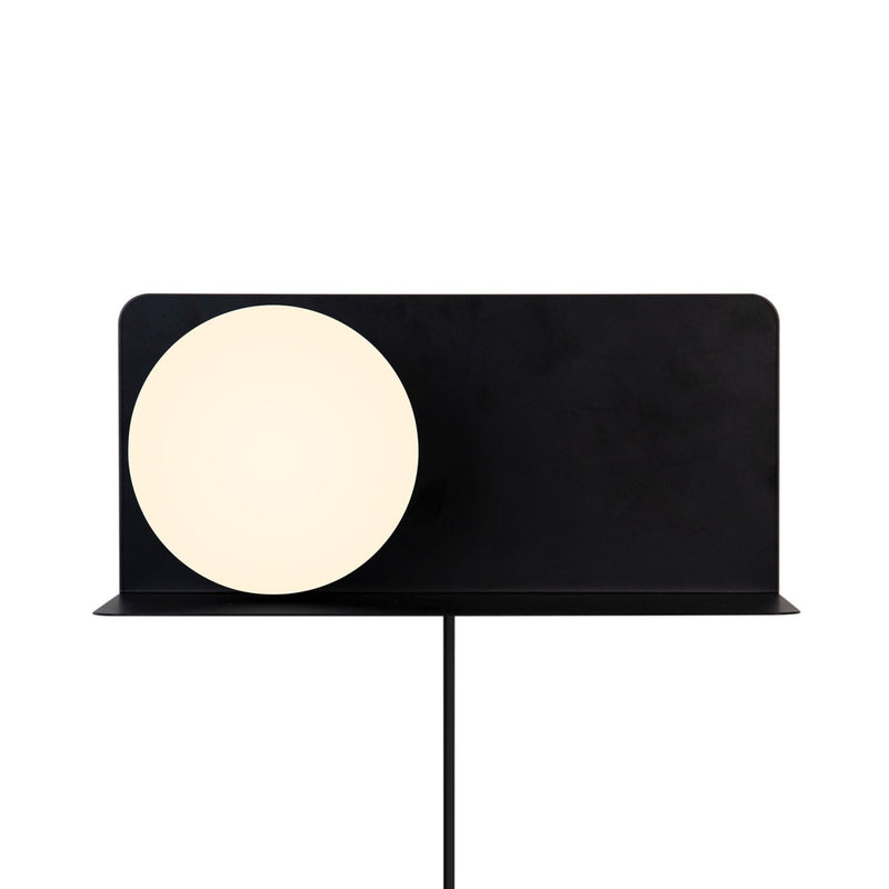 Carregue imagem no visualizador da galeriaAplique de Parede com Prateleira e Vidro Opalino Preto Lilibeth NORDLUX
