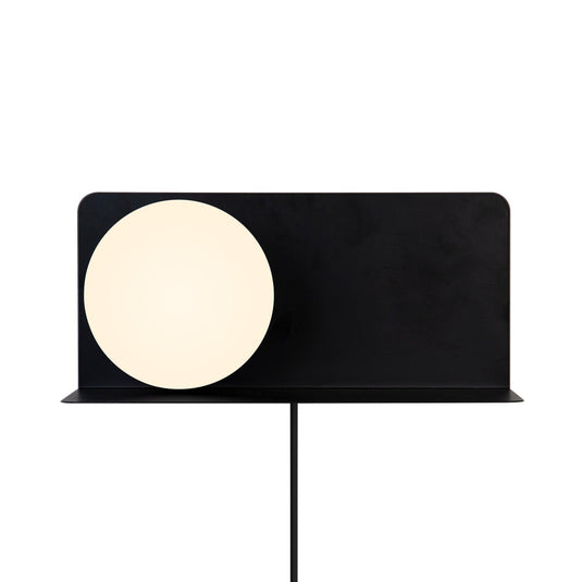 Aplique de Parede com Prateleira e Vidro Opalino Preto Lilibeth NORDLUX