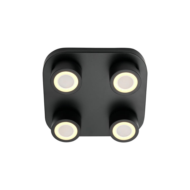 Cargue la imagen en el visor de la galería, Candeeiro de Teto com 4 Focos Preto CLYDE NORDLUX
