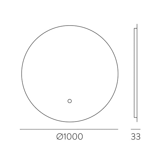 Miroir rond avec lumière LED 3000k, 1000mm