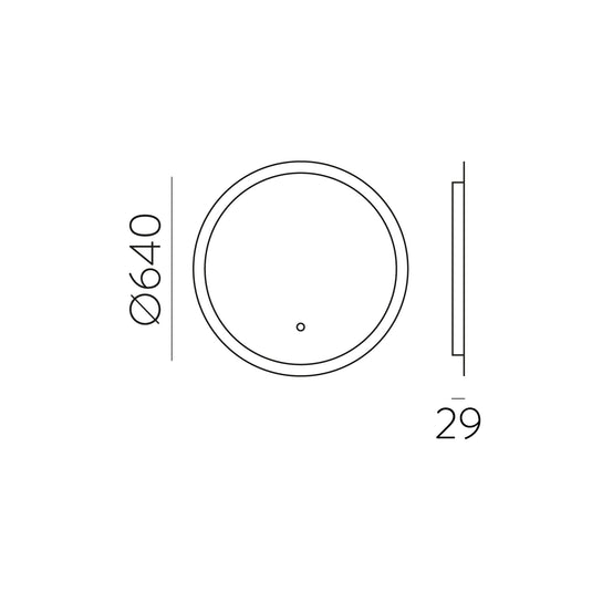 Miroir rond avec lumière LED 3000k, 640mm